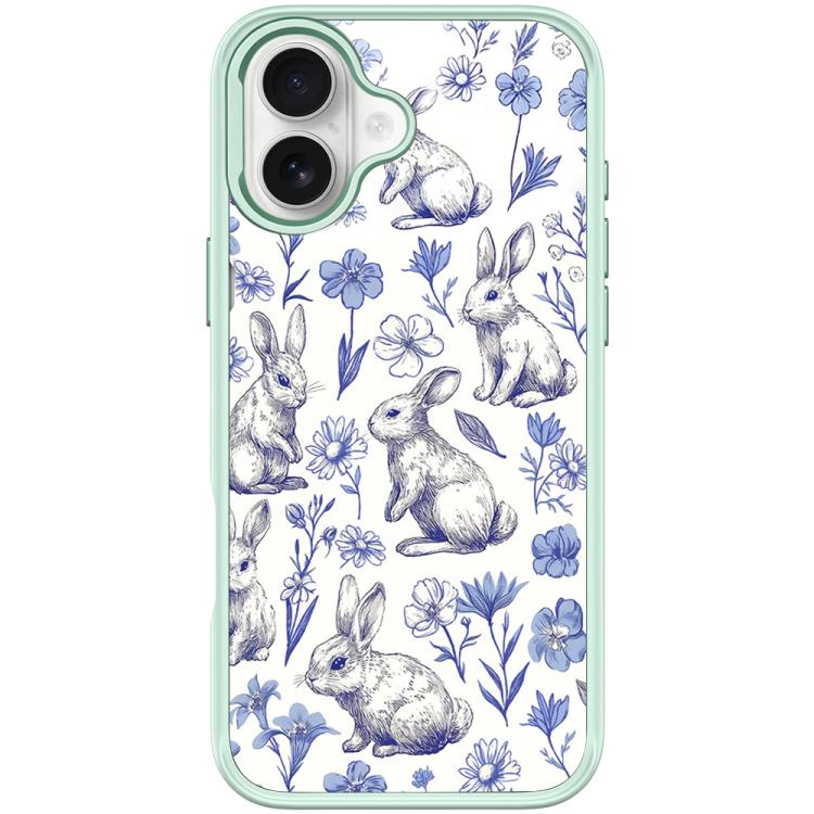 For iPhone 17 Adorable Sketch Rabbit Pattern Magnetic Phone Case(Light Green)