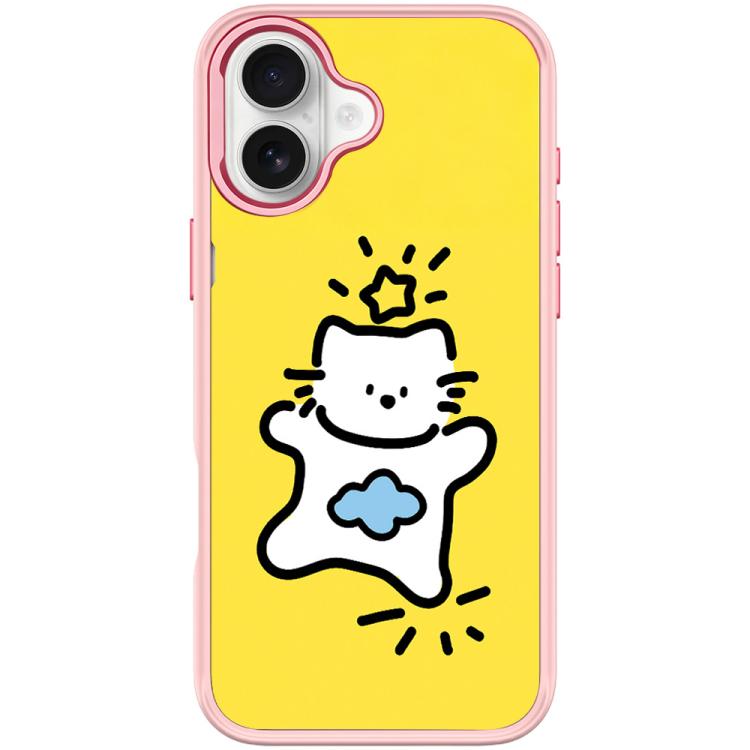 For iPhone 17 Adorable Stars Cloud Cat Pattern Magnetic Phone Case(Pink)