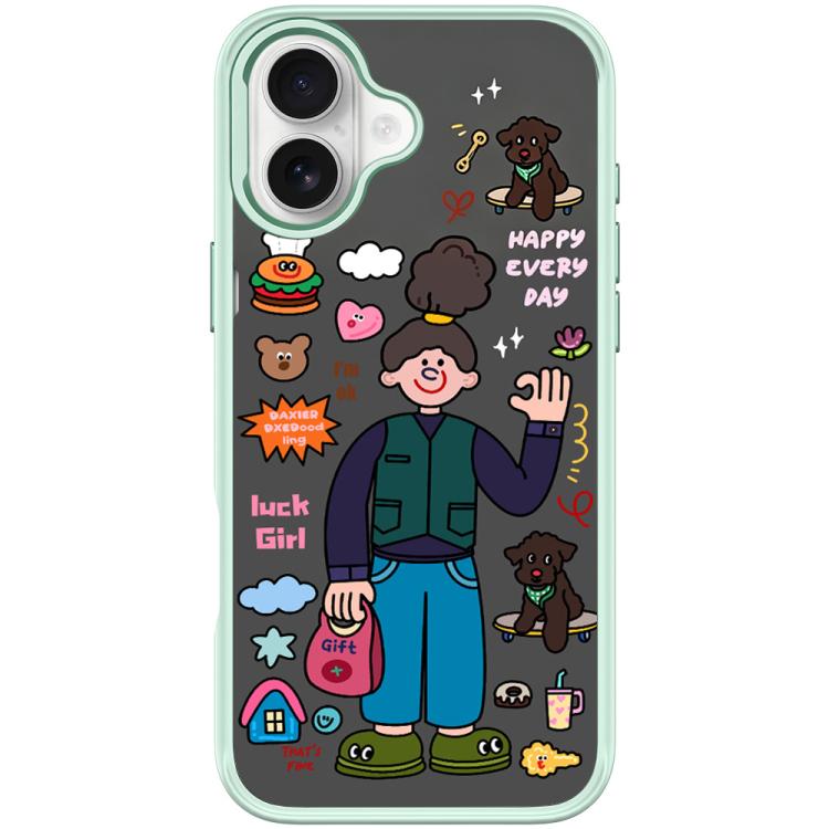For iPhone 17 American Girl Pattern Magnetic Phone Case(Light Green)