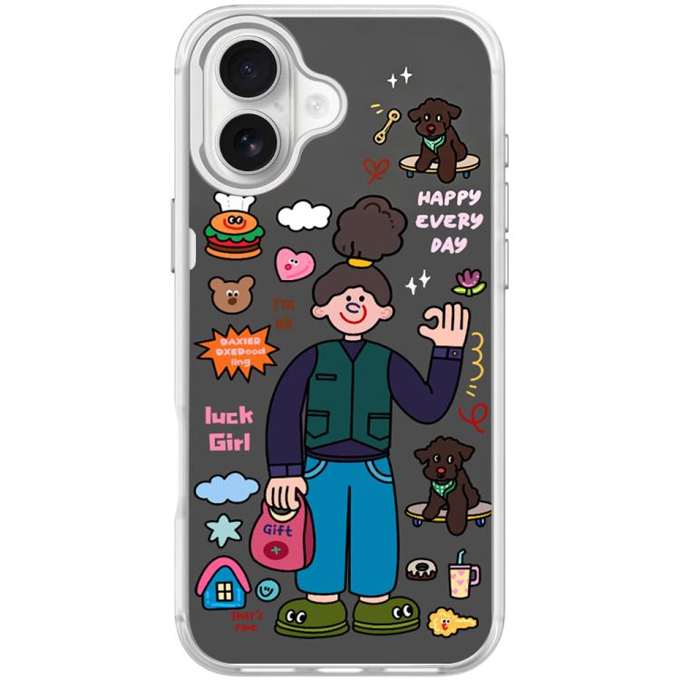 For iPhone 17 American Girl Pattern Magnetic Phone Case(Transparent White)