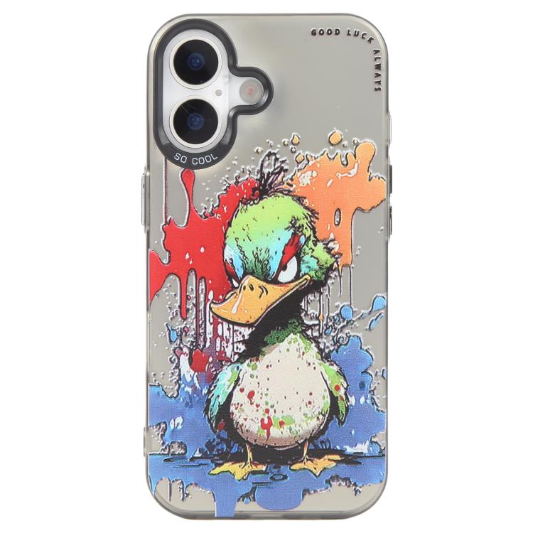 For iPhone 17 Animal Pattern Oil Painting Series PC + TPU Phone Case(Angry Duck)