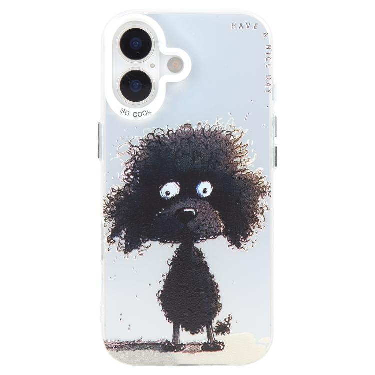 For iPhone 17 Animal Pattern Oil Painting Series PC + TPU Phone Case(Black Dog)