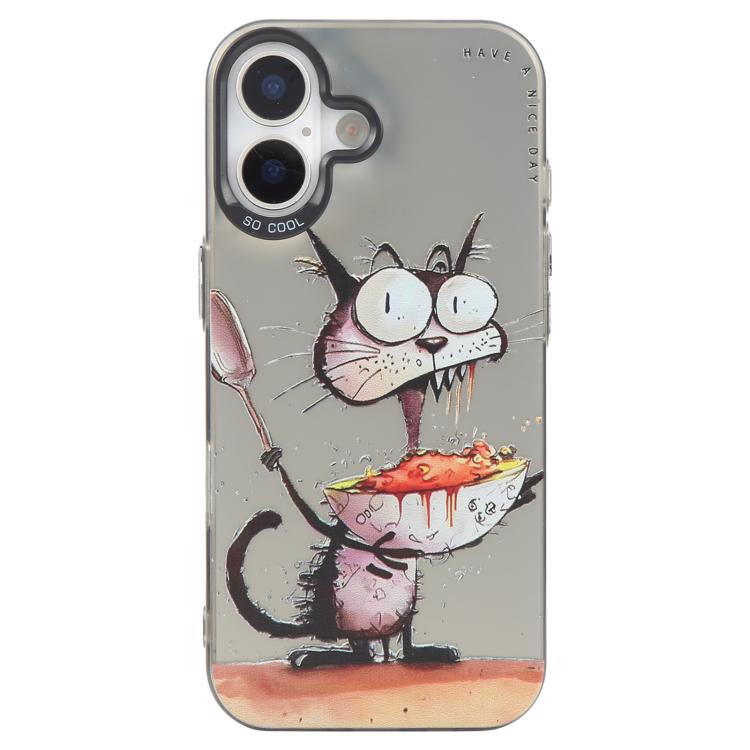 For iPhone 17 Animal Pattern Oil Painting Series PC + TPU Phone Case(Eating Rat)