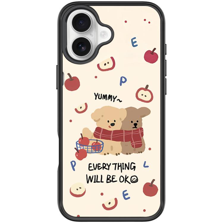 For iPhone 17 Apple Dog Pattern Magnetic Phone Case(Black)