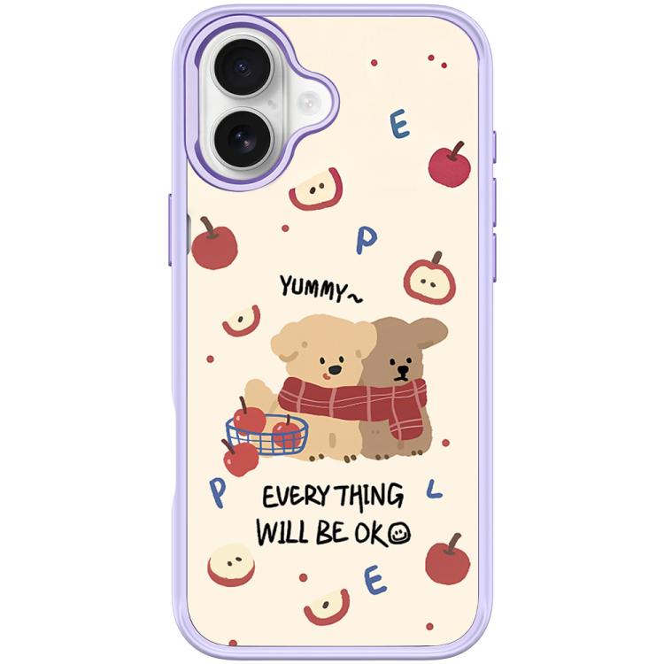 For iPhone 17 Apple Dog Pattern Magnetic Phone Case(Light Purple)