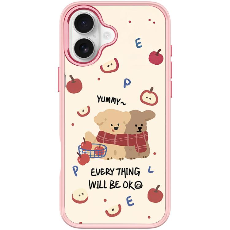 For iPhone 17 Apple Dog Pattern Magnetic Phone Case(Pink)