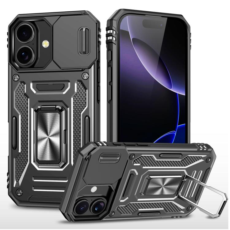 For iPhone 17 Armor PC + TPU Camera Shield Phone Case(Black)