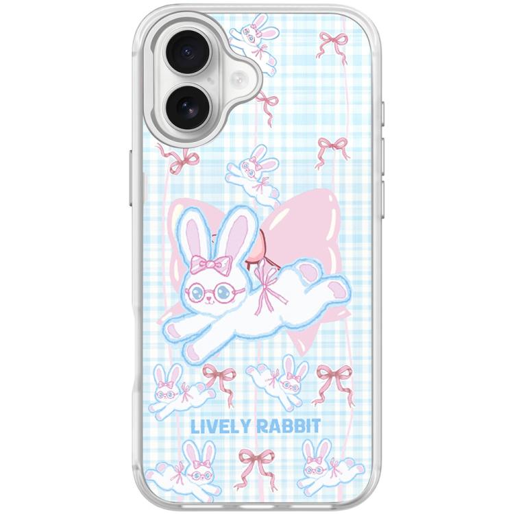 For iPhone 17 Bow Rabbit Pattern Magnetic Phone Case(Transparent White)
