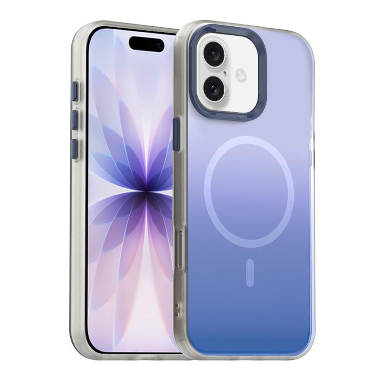 For iPhone 17 Candy Gradient Series 3 in 1 Hybrid Magnetic Phone Case(Blue)