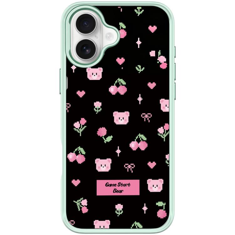For iPhone 17 Cherry Pattern Magnetic Phone Case(Light Green)