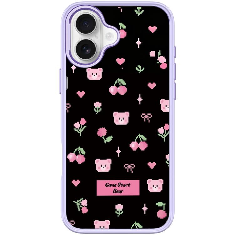 For iPhone 17 Cherry Pattern Magnetic Phone Case(Light Purple)
