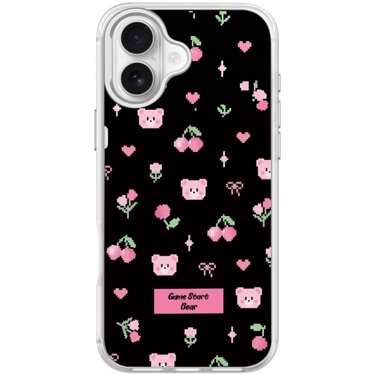 For iPhone 17 Cherry Pattern Magnetic Phone Case(Transparent White)
