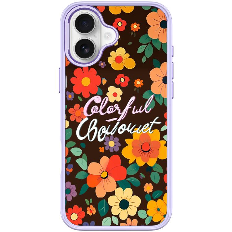 For iPhone 17 Colorful Flowers Pattern Magnetic Phone Case(Light Purple)