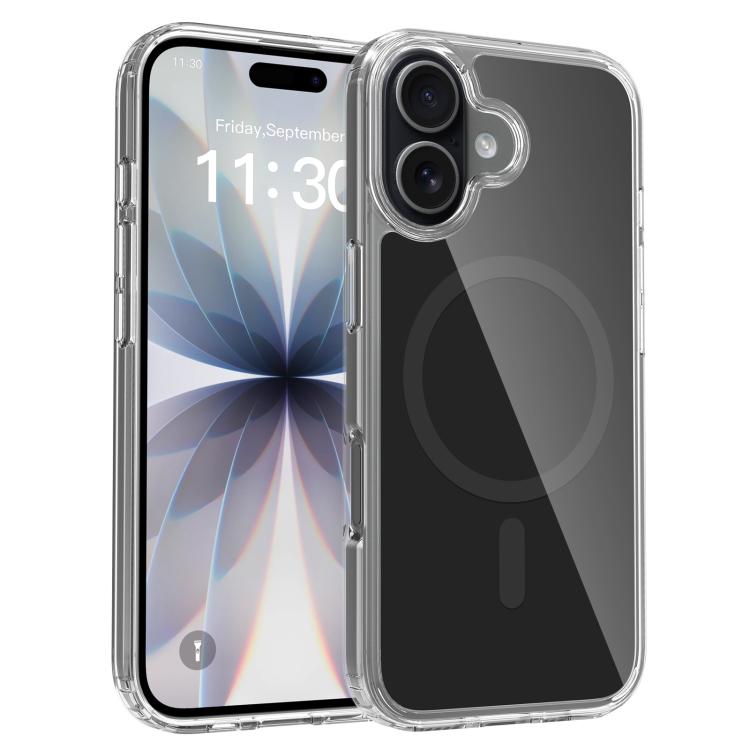 For iPhone 17 Colorful Hard PC Hybrid Soft TPU Magnetic Phone Case(Black)