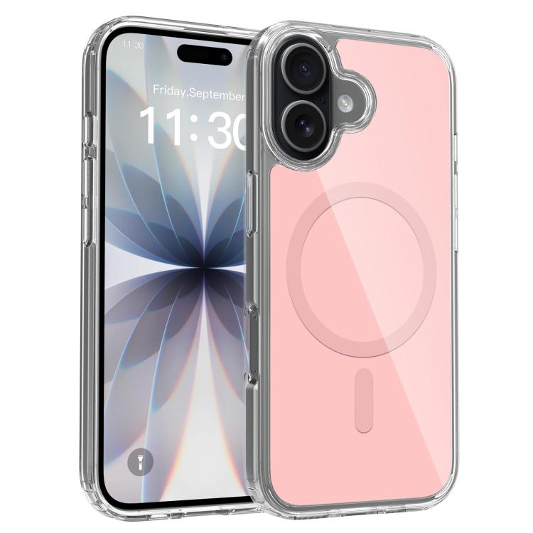 For iPhone 17 Colorful Hard PC Hybrid Soft TPU Magnetic Phone Case(Pink)