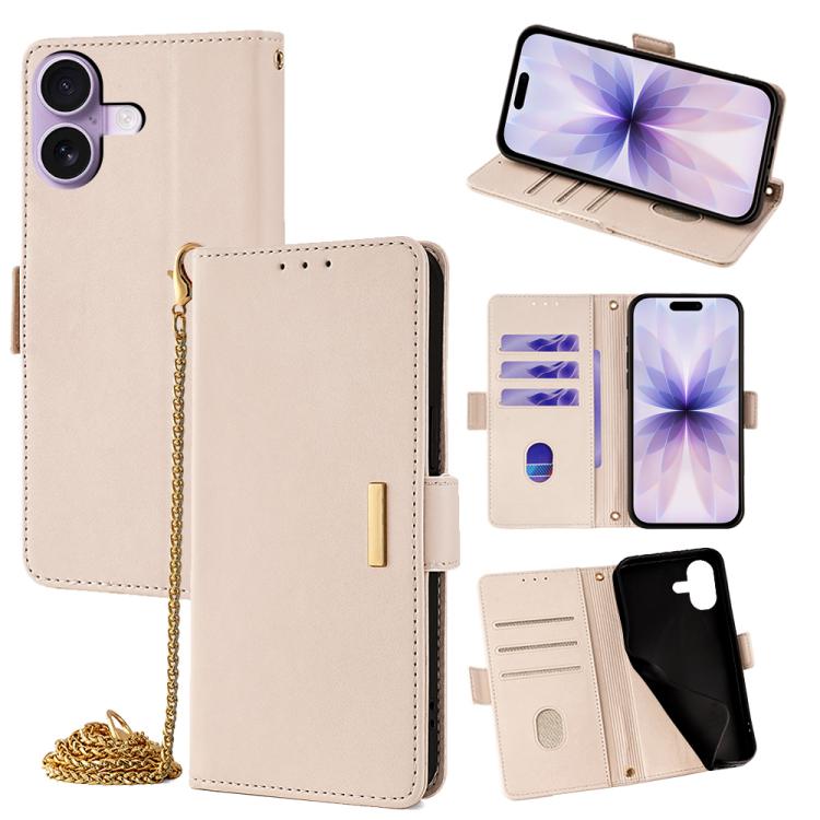 For iPhone 17 Crossbody Chain Leather Phone Case(White)