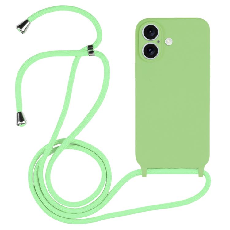 For iPhone 17 Crossbody Lanyard Liquid Silicone Case(Matcha Green)