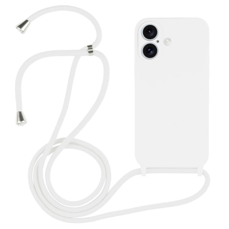 For iPhone 17 Crossbody Lanyard Liquid Silicone Case(White)