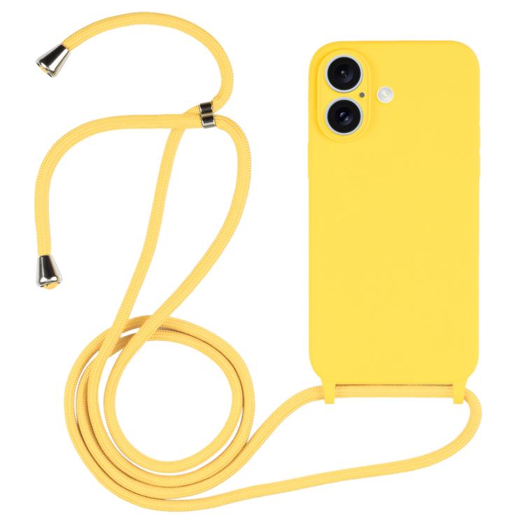 For iPhone 17 Crossbody Lanyard Liquid Silicone Case(Yellow)