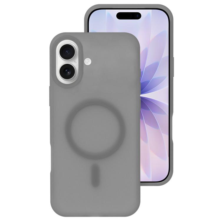 For iPhone 17 Crystal-Clear Colors Skin-friendly Feel Liquid Silicone Magnetic Phone Case(Gray)