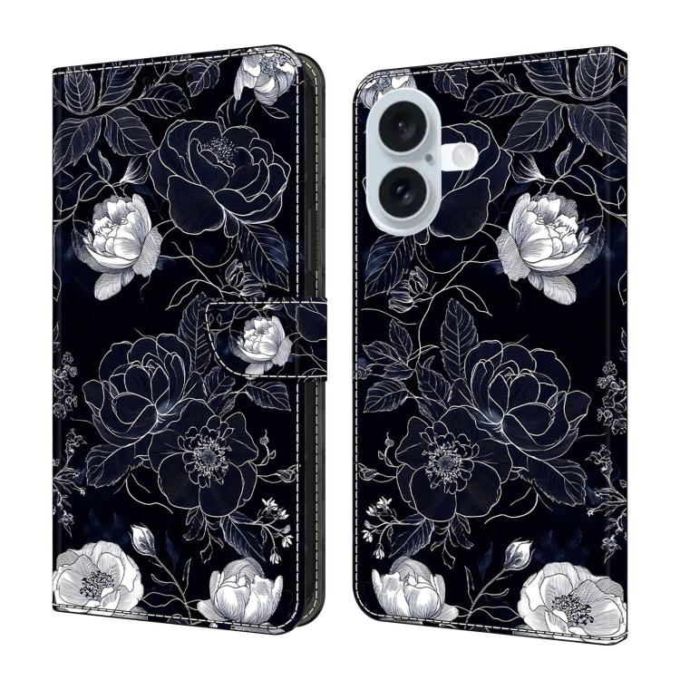 For iPhone 17 Crystal-Like Painted Vegan Leather Phone Case(Artificial Flowers)