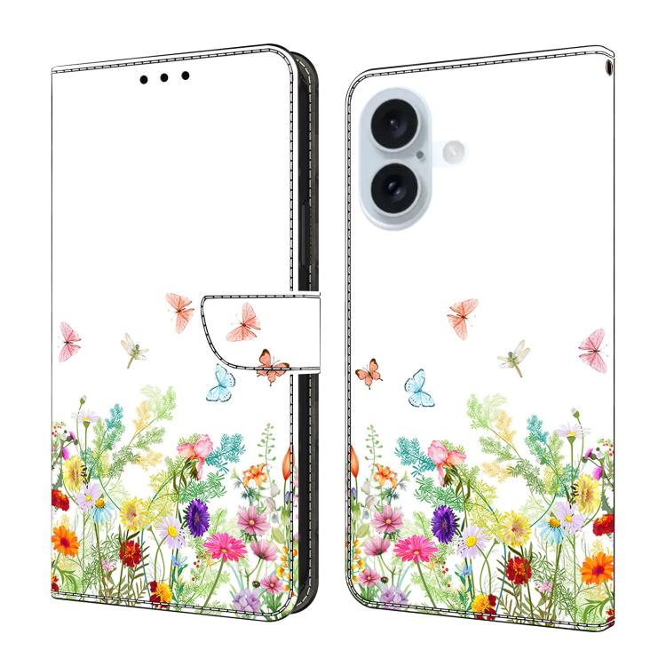 For iPhone 17 Crystal-Like Painted Vegan Leather Phone Case(Flowers and Plants)