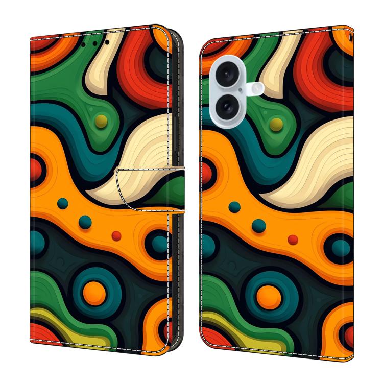 For iPhone 17 Crystal-Like Painted Vegan Leather Phone Case(Painted Art)