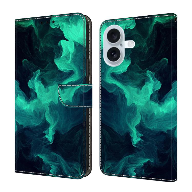 For iPhone 17 Crystal-Like Painted Vegan Leather Phone Case(Smoke)