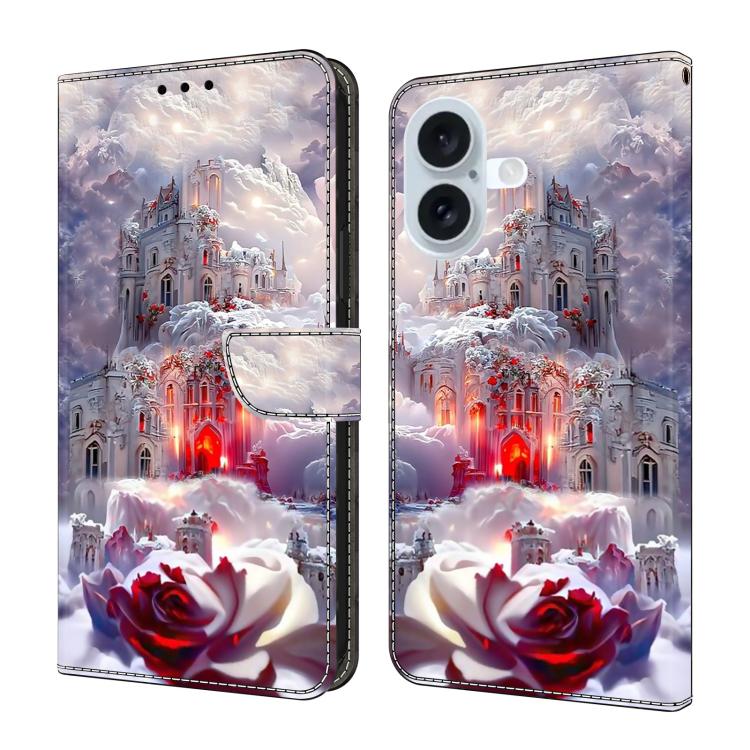 For iPhone 17 Crystal-Like Painted Vegan Leather Phone Case(Snow Castle)