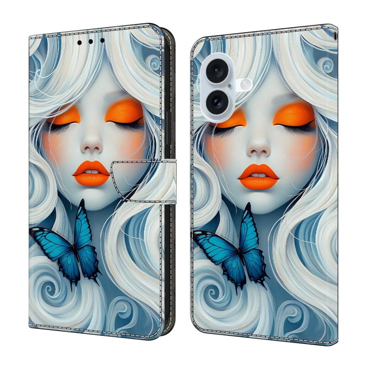 For iPhone 17 Crystal-Like Painted Vegan Leather Phone Case(Snow Girl)