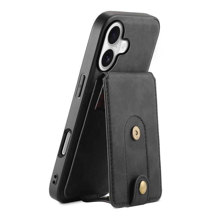 For iPhone 17 Denior D14 NK Retro Pattern MagSafe Magnetic Card Holder Leather Phone Case(Black)