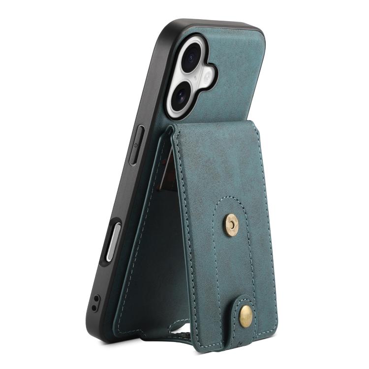 For iPhone 17 Denior D14 NK Retro Pattern MagSafe Magnetic Card Holder Leather Phone Case(Blue)