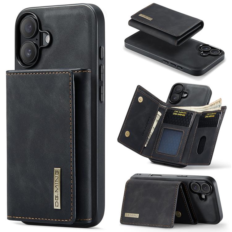 For iPhone 17 DG.MING M1 Series 3-Fold Multi Card Wallet Leather Phone Case(Black)