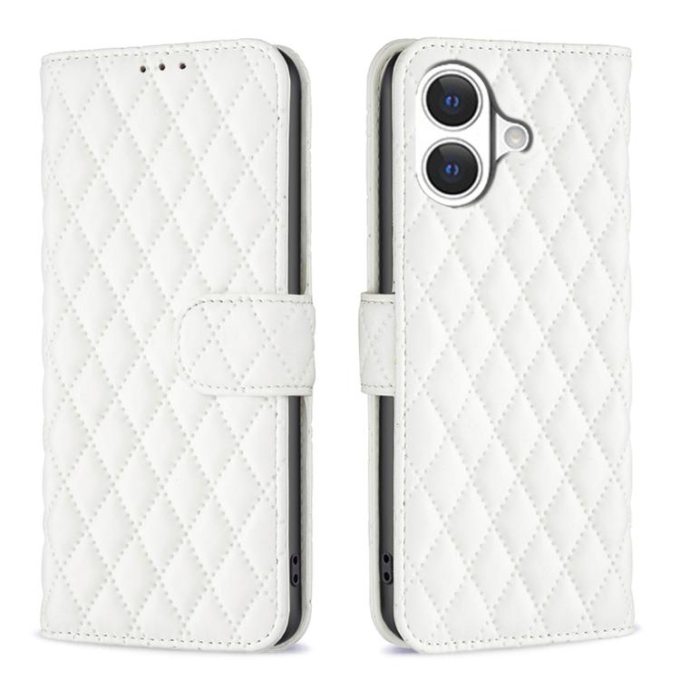 For iPhone 17 Diamond Lattice Wallet Flip Leather Phone Case(White)