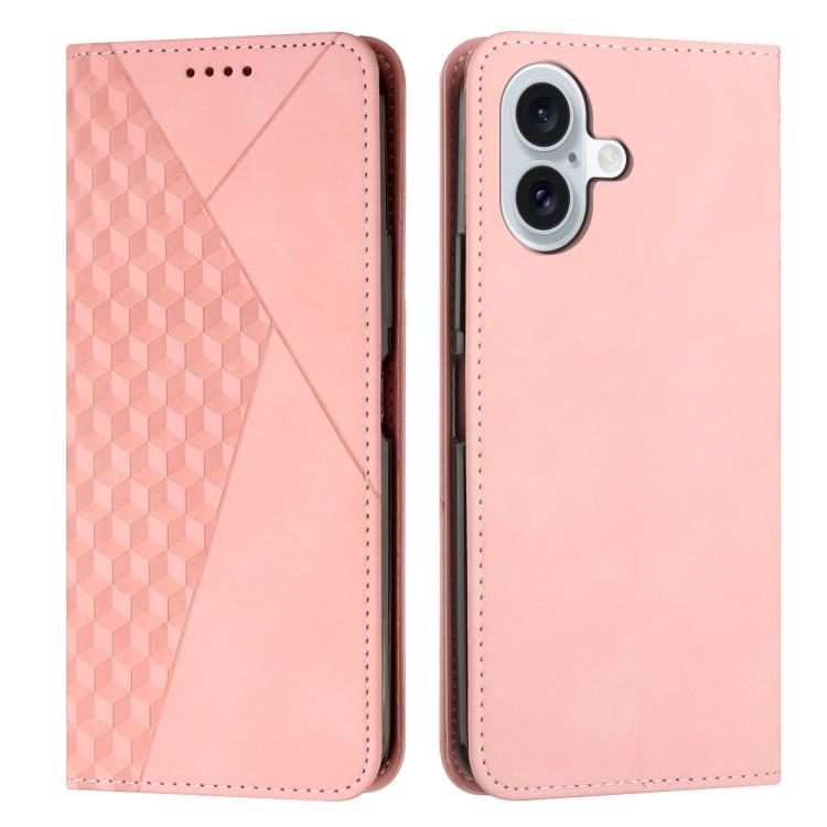 For iPhone 17 Diamond Splicing Skin Feel Magnetic Leather Phone Case(Rose Gold)