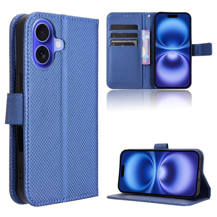 For iPhone 17 Diamond Texture Leather Phone Case(Blue)