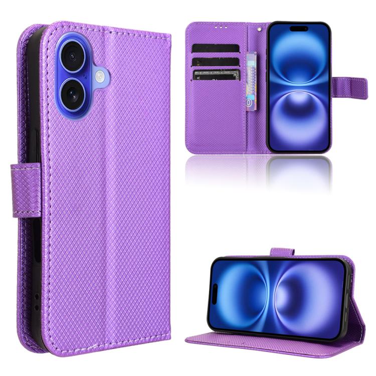 For iPhone 17 Diamond Texture Leather Phone Case(Purple)