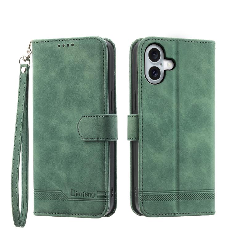 For iPhone 17 Dierfeng Dream Line TPU Hybrid PU Leather Phone Case(Green)
