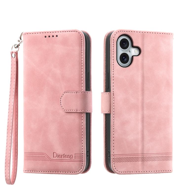 For iPhone 17 Dierfeng Dream Line TPU Hybrid PU Leather Phone Case(Pink)