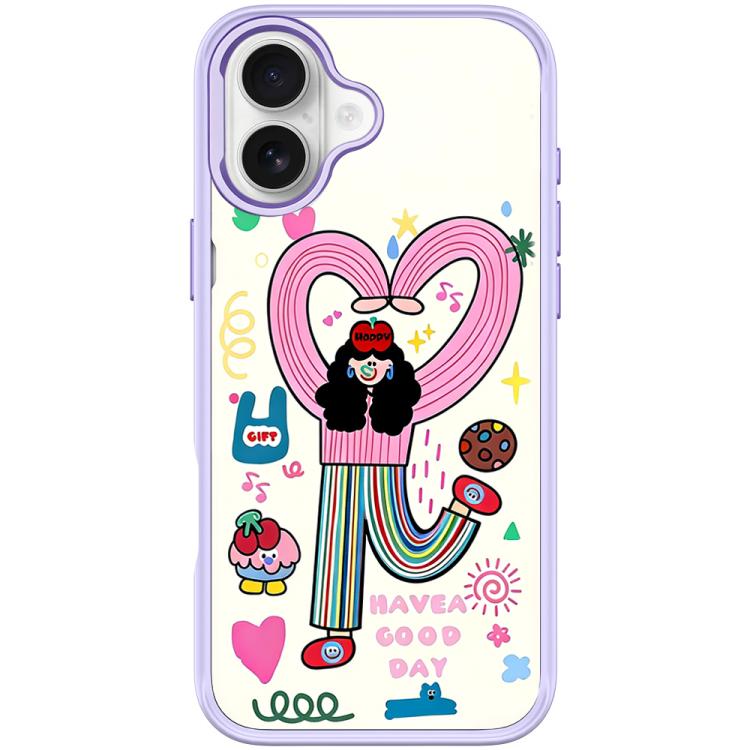 For iPhone 17 Dopamine Girl Pattern Magnetic Phone Case(Light Purple)