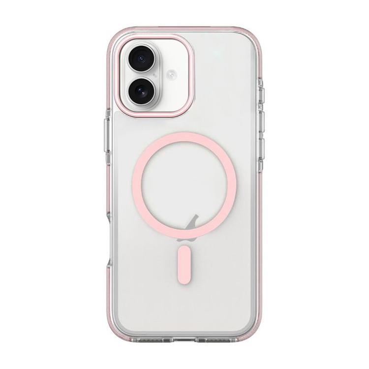For iPhone 17 Dual-Color PC Hybrid TPU Magnetic Phone Case(Pink)