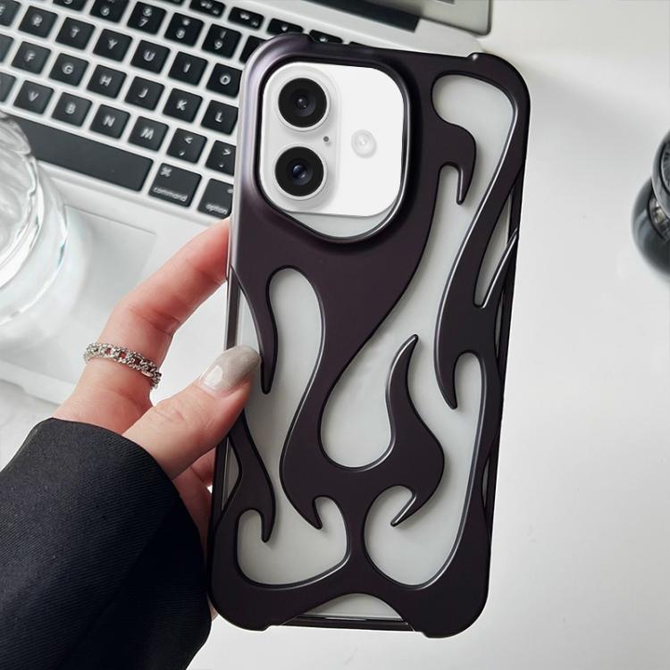 For iPhone 17 Flame Hollow Cooling Spray Coated Frosted TPU Phone Case(Purple)