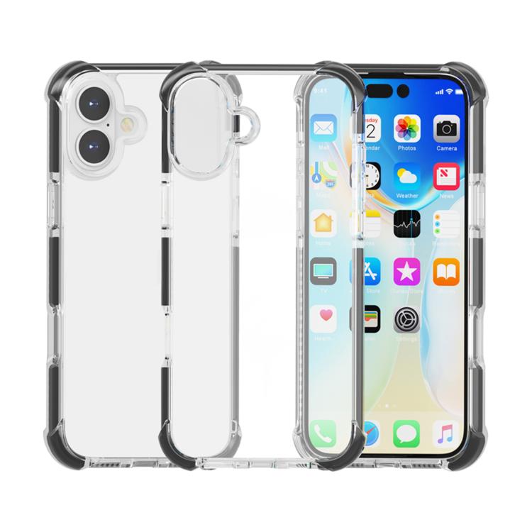 For iPhone 17 Four-corner Shockproof TPU Hybrid Acrylic Phone Case(Black + Transparent)