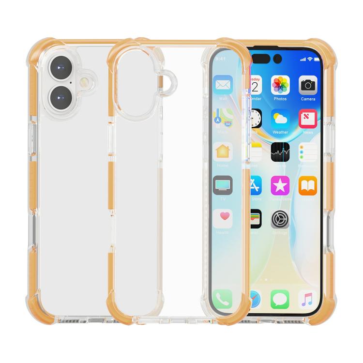 For iPhone 17 Four-corner Shockproof TPU Hybrid Acrylic Phone Case(Gold)