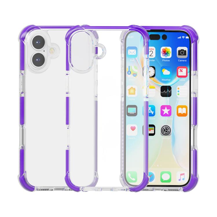For iPhone 17 Four-corner Shockproof TPU Hybrid Acrylic Phone Case(Purple)