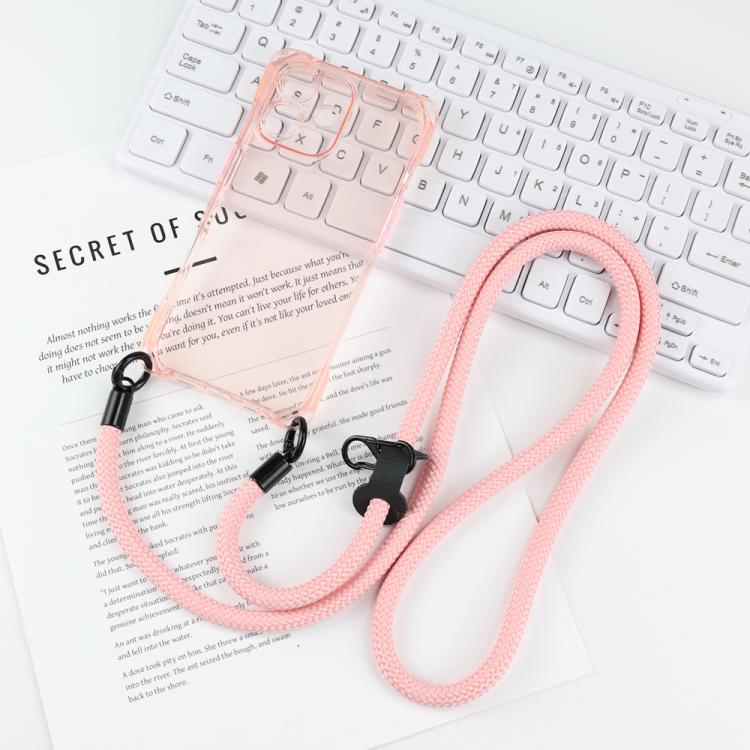 For iPhone 17 Four-corner Shockproof TPU Phone Case with Lanyard(Pink)