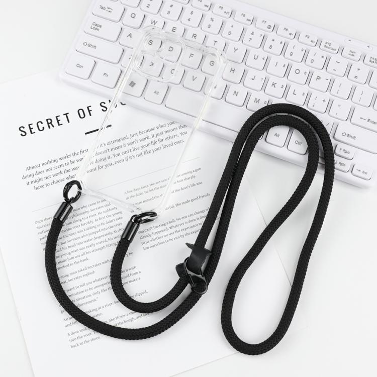 For iPhone 17 Four-corner Shockproof TPU Phone Case with Lanyard(Transparent White Key)