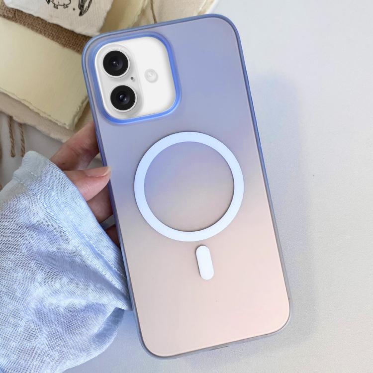 For iPhone 17 Frosted Gradient TPU Magnetic Phone Case(Blue)