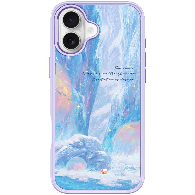 For iPhone 17 Glacier Red House Pattern Magnetic Phone Case(Light Purple)