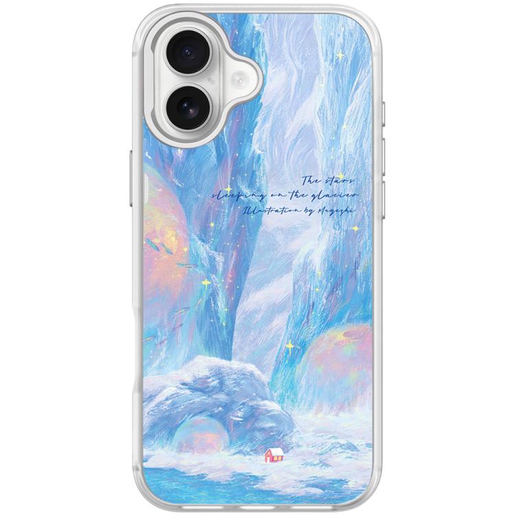 For iPhone 17 Glacier Red House Pattern Magnetic Phone Case(Transparent White)